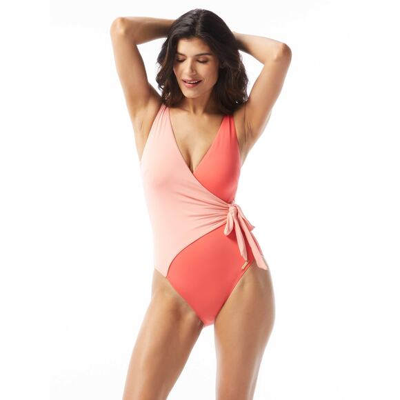 Vince Camuto Women Watermelon Colorblocked Side-Tie One-Piece Swimsuit Size US 6 - Picture 1 of 5